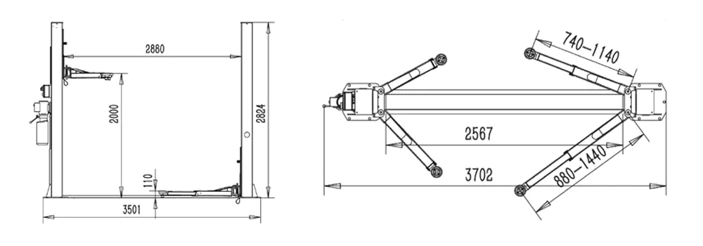 baseplate two post cat lift