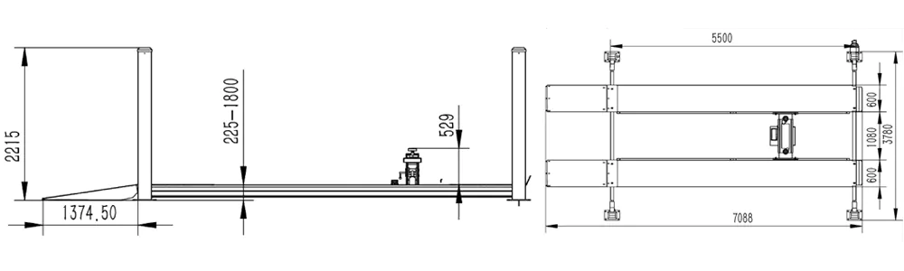 four post car lift dimension